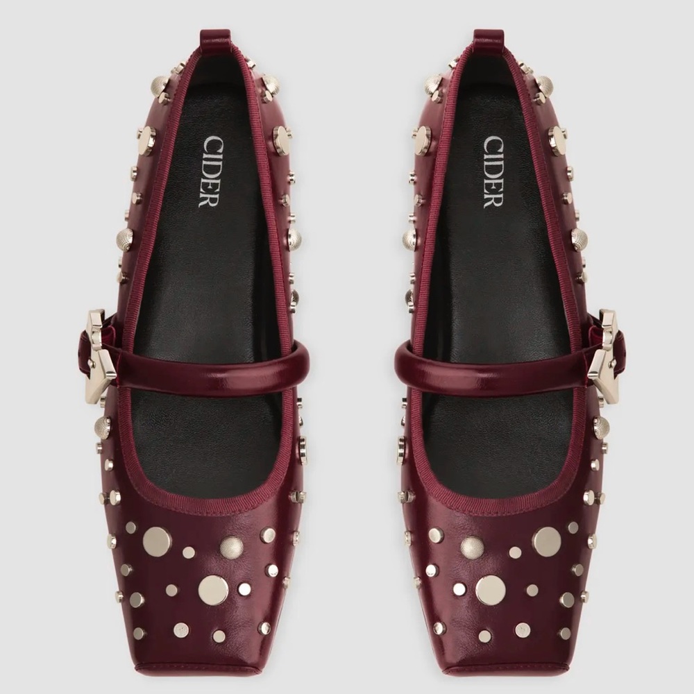 Wine square toe ballet Mary Jane flats - Cider